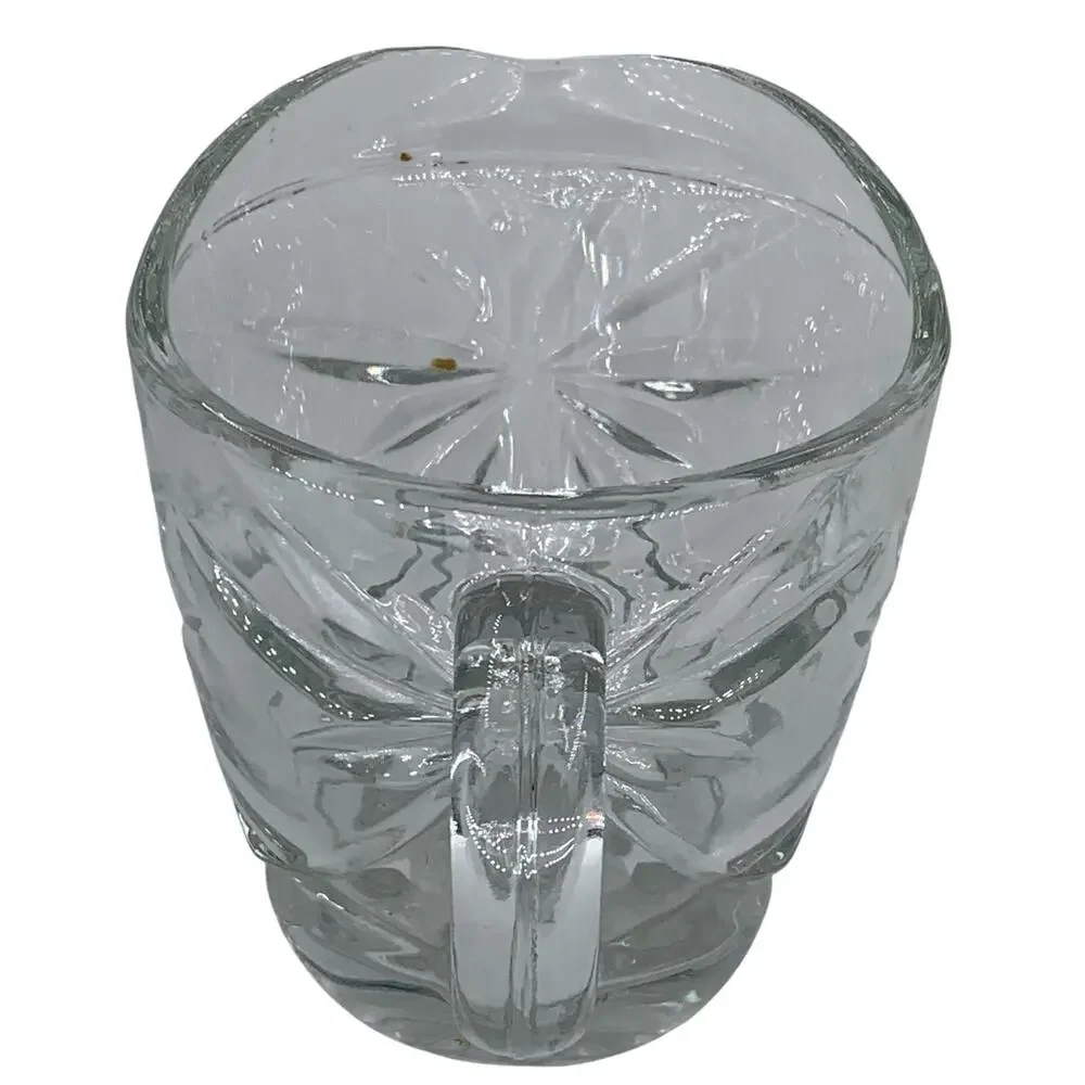 Anchor Hocking Creamer Clear Star Of David Pressed Glass 4 Oz Pitcher Handle